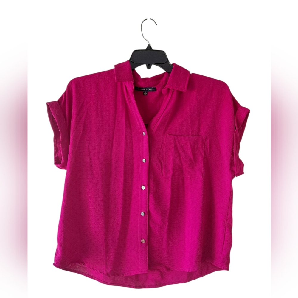 Adrienne Vittadini Women's Pink Button-Up Top